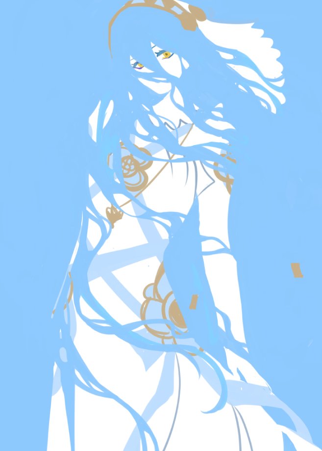 1girl afk_(konnosukeluv) azura_(fire_emblem) blue_background blue_hair fire_emblem fire_emblem_fates looking_at_viewer nintendo solo veil yellow_eyes