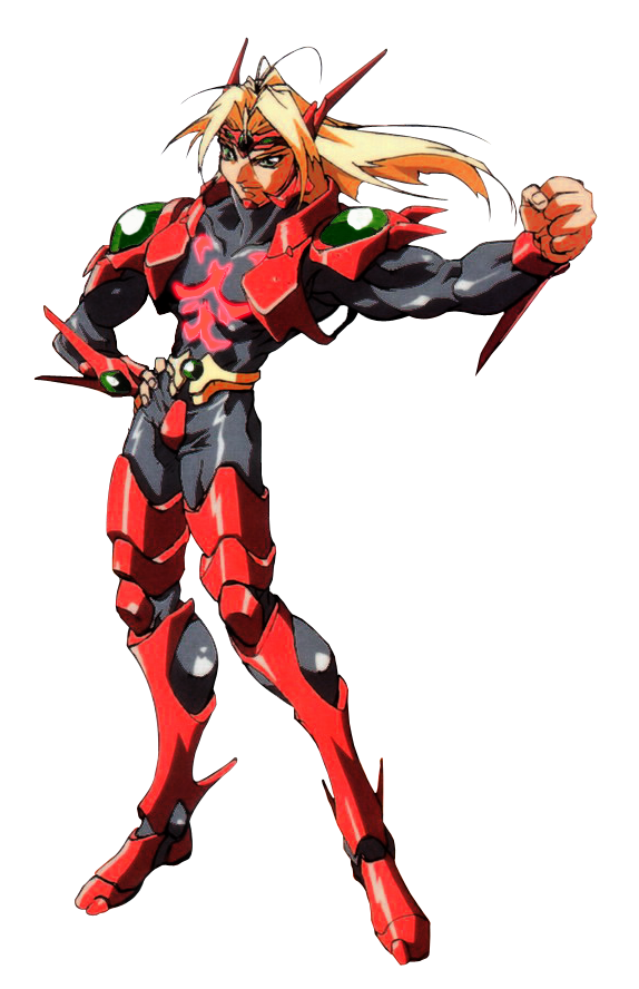 1990s_(style) armor blonde_hair choujin_gakuen_gowcaizer kaiza_isato male_focus muscular oobari_masami power_suit spandex technos