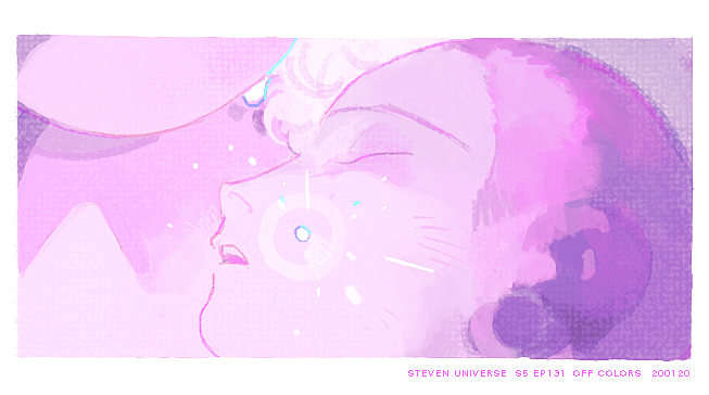 2boys border chloe_k13 close-up closed_eyes copyright_name crying curly_hair dated lars_barriga male_focus mohawk multiple_boys painterly parted_lips pink_theme plug_(piercing) profile short_hair solo_focus spoilers steven_quartz_universe steven_universe teardrop white_border