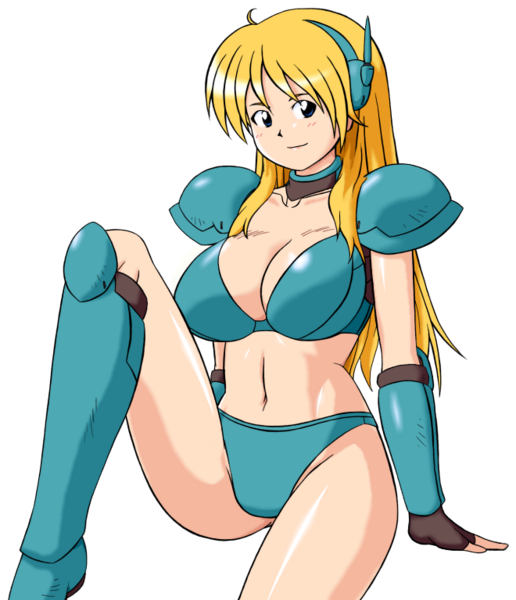 1girl blonde_hair breasts contra contra_4 contra_hard_corps female_focus large_breasts midriff resized sheena_etranzi shiraki_(the_perfect_world) solo