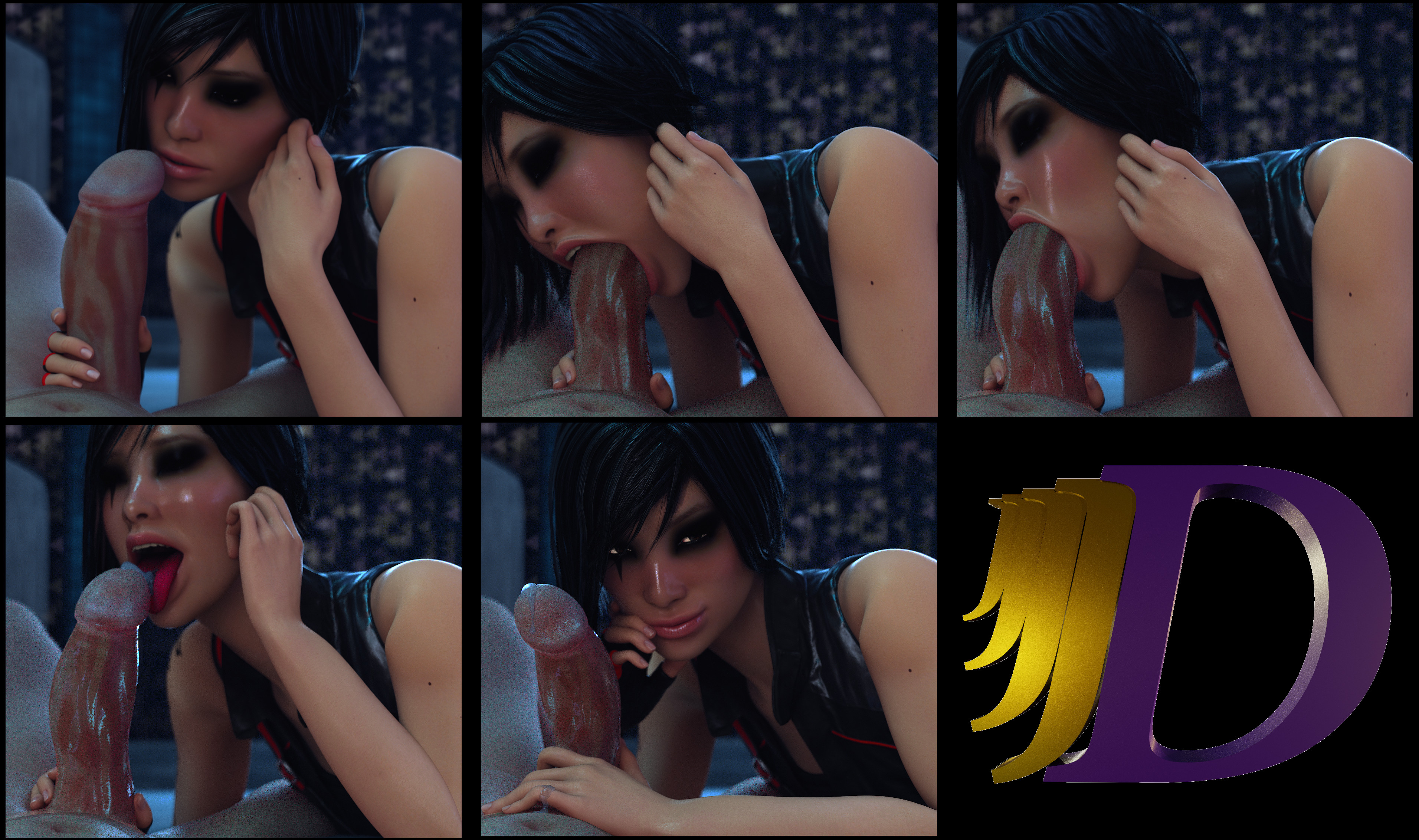 1girl 3d absurdres after_fellatio aftersex asian before_and_after black_hair blender_(medium) brown_eyes closed_eyes collage cum cum_in_mouth cum_on_tongue deepthroat eyeshadow faceless faceless_male facial_tattoo faith_connors fellatio highres imminent_penetration interracial jjjjd large_penis looking_at_penis looking_at_viewer looking_away makeup mirror's_edge mirror's_edge_(series) mole mole_on_arm night oral penis penis_awe self-upload short_hair tattoo teeth tongue tongue_out uncensored
