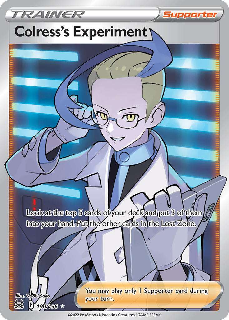 1boy artist_name blonde_hair blue_hair card_(medium) character_name colress_(pokemon) company_name copyright_name copyright_notice creatures_(company) english_text game_freak glasses gloves holding holding_tablet_pc jacket lab_coat long_sleeves looking_at_viewer male_focus multicolored_hair nintendo official_art pokemon pokemon_bw2 pokemon_card pokemon_tcg saitou_naoki short_hair smile solo tablet_pc third-party_source trading_card two-tone_hair white_gloves white_jacket yellow_eyes