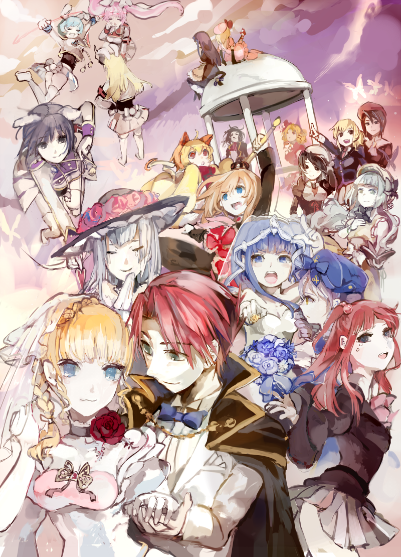 4boys 6+girls animal_ears bad_id bad_pixiv_id beatrice_(umineko) black_hair blonde_hair blue_eyes blue_hair braid bridal_veil brown_hair bug butterfly cape cat_tail chiester00 chiester410 chiester45 chiester556 chiester_sisters clair_vaux_bernardus closed_eyes crown dlanor_a._knox dress flower formal_clothes frederica_bernkastel furudo_erika gaap_(umineko) grey_eyes hair_bobbles hair_flower hair_ornament insect kafi kanon_(umineko) lambdadelta lion_ears maria_(umineko) multiple_boys multiple_girls no_naku_koro_ni_(series) pink_hair ponytail purple_hair rabbit_ears red_eyes red_hair ronove_(umineko) rose ryukishi07 sakutarou_(umineko) shannon_(umineko) silver_hair staff suit tail tears twintails umineko_no_naku_koro_ni ushiromiya_ange ushiromiya_battler ushiromiya_jessica ushiromiya_maria veil virgilia_(umineko) wedding_dress white_suit