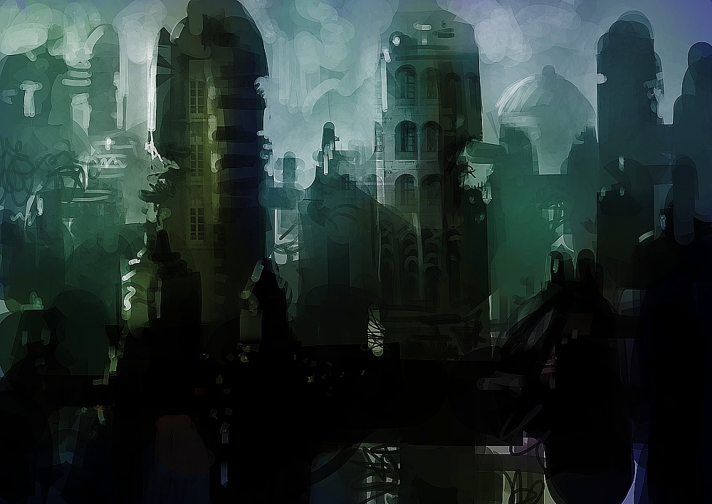 city dannoura_yuuki original ruins scenery sketch