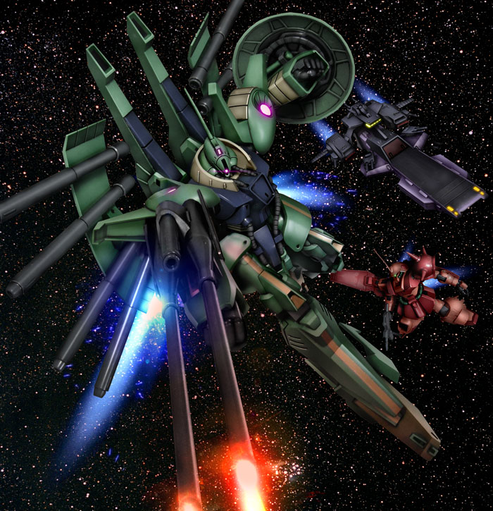 alexandria firing gundam hiropon_(tasogare_no_puu) marasai mecha no_humans palace_athene robot shield space spacecraft zeta_gundam