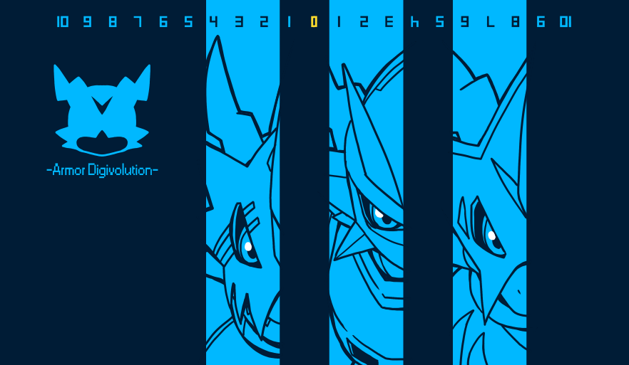blue_background blue_theme close-up commentary digimon digimon_(creature) digimon_card_game dragon english_text evolutionary_line fladramon lighdramon magnamon shiki_digi simple_background symbol-only_commentary v-mon