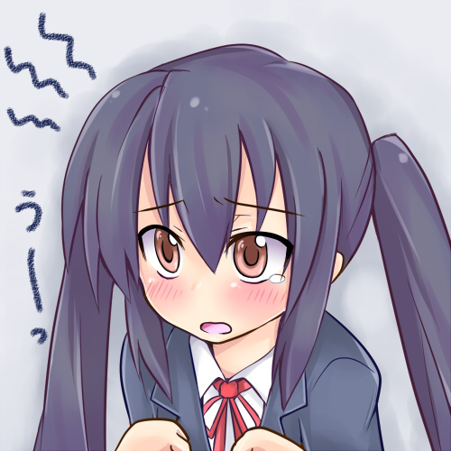 00s 1girl altorealize blush female_focus k-on! long_hair lowres nakano_azusa school_uniform solo teardrop twintails