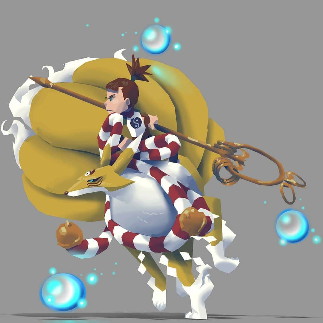 belt broken_heart digimon digimon_(creature) digimon_tamers hair_ornament hairpin heart kitsune kyubimon kyuubi long_hair makino_ruki multiple_tails ponytail tail