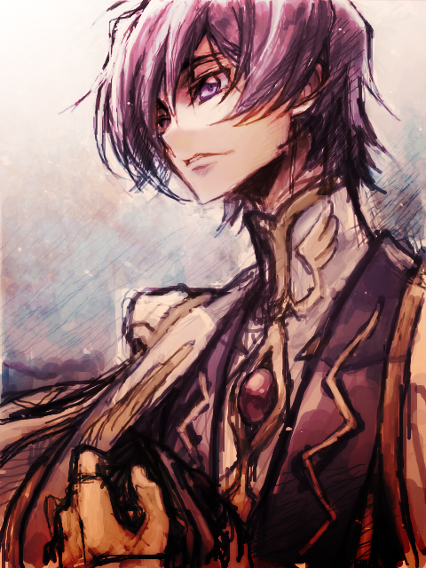 1boy black_hair c_(rahit) code_geass lelouch_vi_britannia male_focus purple_eyes rahit solo