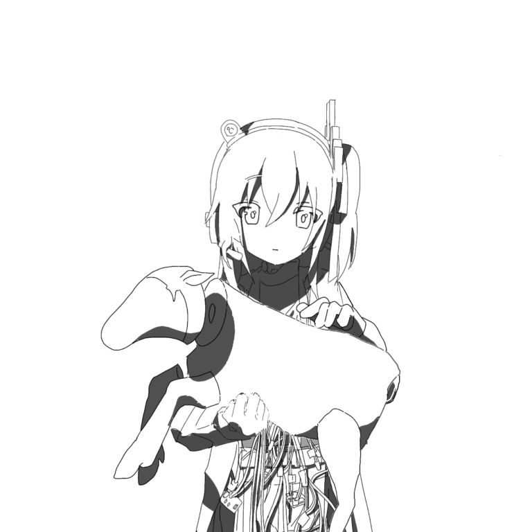 1girl a.i._voice adachi_rei android animal cable closed_mouth commentary_request cowboy_shot detached_legs disembodied_head do_androids_dream_of_electric_sheep? faceless greyscale hair_ribbon headlamp headset holding holding_animal jacket long_sleeves looking_at_viewer medium_hair monochrome one_side_up open_clothes open_jacket parody radio_antenna ribbon see-through_body see-through_clothes sheep shirt simple_background smile solo standing surreal thumbnail_surprise title_parody transparent_background utau yondenai613