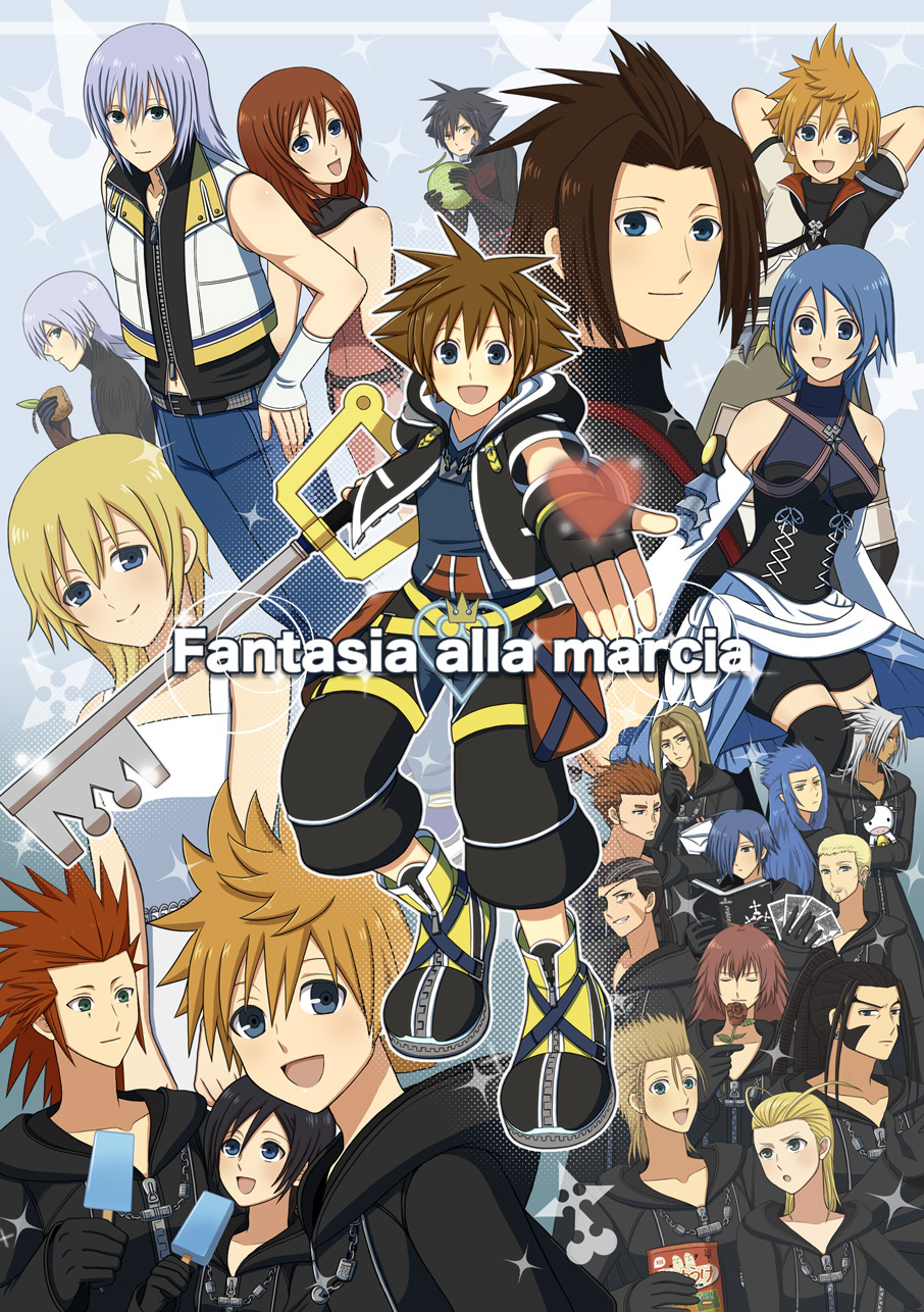 aqua_(kingdom_hearts) axel_(kingdom_hearts) bad_id bad_pixiv_id black_coat black_coat_(kingdom_hearts) black_hair blonde_hair blue_eyes blue_hair breasts brown_hair cloak coat demyx dress flower green_eyes heart highres kairi_(kingdom_hearts) kingdom_hearts kingdom_hearts_358/2_days kingdom_hearts_birth_by_sleep kingdom_hearts:_chain_of_memories kingdom_hearts_ii larxene lexaeus long_hair looking_at_viewer luxord marluxia medium_hair multiple_boys multiple_girls namine open_mouth organization_xiii red_flower red_hair red_rose riku_(kingdom_hearts) riku_replica rose roxas saix short_hair silver_hair smile sora_(kingdom_hearts) sundress teeth terra_(kingdom_hearts) vanitas_(kingdom_hearts) ventus_(kingdom_hearts) vexen white_dress xaldin xemnas xigbar xion_(kingdom_hearts) zexion
