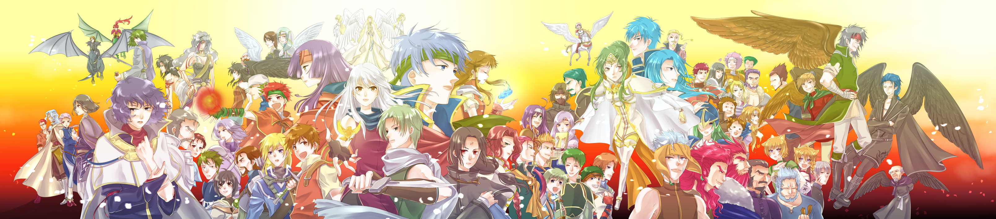 6+boys 6+girls :d absurdres aran_(fire_emblem) astrid_(fire_emblem) bandana bastian_(fire_emblem) beard blonde_hair blue_hair boyd_(fire_emblem) brom_(fire_emblem) caineghis_(fire_emblem) calill_(fire_emblem) devdan_(fire_emblem) dragon edward_(fire_emblem) elincia_ridell_crimea elincia_ridell_crimea_(undaunted_queen) ena_(fire_emblem) everyone eyepatch facial_hair facial_mark fiona_(fire_emblem) fire_emblem fire_emblem:_path_of_radiance fire_emblem:_radiant_dawn forehead_mark gareth_(fire_emblem) gatrie_(fire_emblem) geoffrey_(fire_emblem) giffca_(fire_emblem) haar_(fire_emblem) headband heather_(fire_emblem) highres ichino_tomizuki ike_(fire_emblem) ilyana_(fire_emblem) janaff_(fire_emblem) jill_(fire_emblem) kieran_(fire_emblem) kurthnaga_(fire_emblem) kyza_(fire_emblem) laguz_(fire_emblem) largo_(fire_emblem) laura_(fire_emblem) leanne_(fire_emblem) leonardo_(fire_emblem) lethe_(fire_emblem) lips long_image lucia_(fire_emblem) lyre_(fire_emblem) magic makalov_(fire_emblem) marcia_(fire_emblem) meg_(fire_emblem) mia_(fire_emblem) micaiah_(fire_emblem) mist_(fire_emblem) mist_(radiant_dawn)_(fire_emblem) mordecai_(fire_emblem) muarim_(fire_emblem) multiple_boys multiple_girls mustache naesala_(fire_emblem) nailah_(fire_emblem) nasir_(fire_emblem) nealuchi_(fire_emblem) nephenee_(fire_emblem) nintendo nolan_(fire_emblem) oliver_(fire_emblem) one_eye_closed open_mouth oscar_(fire_emblem) pelleas_(fire_emblem) ponytail purple_hair rafiel_(fire_emblem) ranulf_(fire_emblem) red_hair renning_(fire_emblem) reyson_(fire_emblem) rhys_(fire_emblem) riding_dragon rolf_(fire_emblem) sanaki_kirsch_altina shinon_(fire_emblem) siblings sigrun_(fire_emblem) silver_hair sisters skrimir_(fire_emblem) smile soren_(fire_emblem) sothe_(fire_emblem) stefan_(fire_emblem) tanith_(fire_emblem) tauroneo_(fire_emblem) tibarn_(fire_emblem) titania_(fire_emblem) tormod_(fire_emblem) twins ulki_(fire_emblem) vika_(fire_emblem) volke_(fire_emblem) volug_(fire_emblem) wide_image wings yune_(fire_emblem) zihark_(fire_emblem)