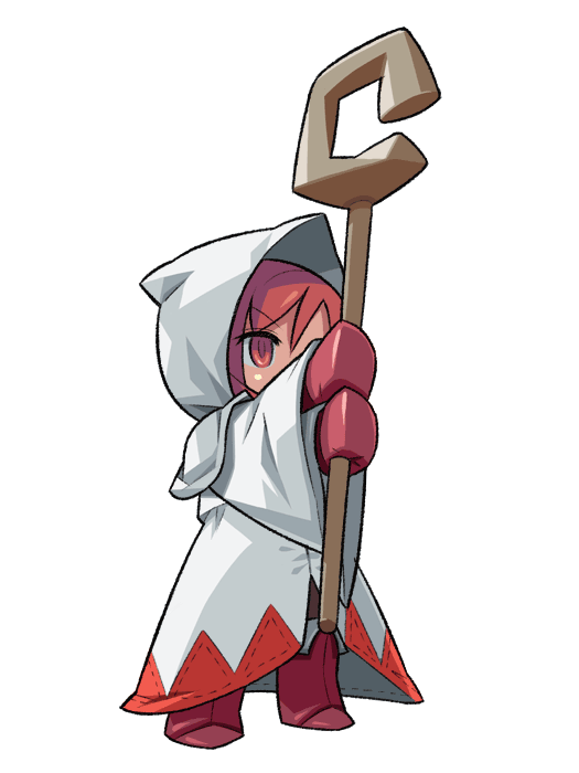 1girl anime_coloring archived_source boots capelet chibi cosplay fantasy final_fantasy final_fantasy_iii full_body hair_between_eyes holding holding_staff hood hood_up hooded_capelet itsumo_nokoru legs_apart long_sleeves mittens red_boots red_eyes red_hair red_mittens refia robe simple_background solo square_enix staff standing white_background white_capelet white_hood white_mage_(final_fantasy) white_mage_(final_fantasy)_(cosplay) white_robe wide_sleeves