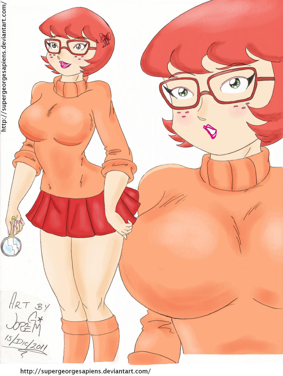 10s 1girl 2011 bow breasts dated december freckles glasses green_eyes hair_bow hanna-barbera holding holding_magnifying_glass kimbawest kneeling large_breasts magnifying_glass multiple_views open_mouth orange_socks orange_sweater parted_lips raised_eyebrow red_bow red_hair red_lips red_skirt scooby-doo short_hair skirt smile socks standing star_(symbol) supergeorgesapiens sweater teeth turtleneck turtleneck_sweater upper_body velma_dinkley white_background