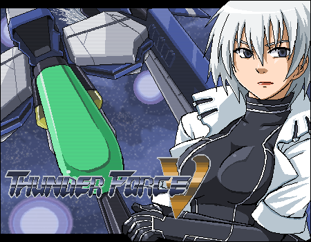 1girl bad_id bad_pixiv_id blue_eyes bodysuit breasts cenes_crawford cleavage cropped_jacket female_focus jacket lowres medium_breasts open_clothes open_jacket phantom_rider pixel_art rvr-01_gauntlet scanlines sega short_hair silver_hair skin_tight solo spacecraft starfighter thunder_force thunder_force_v