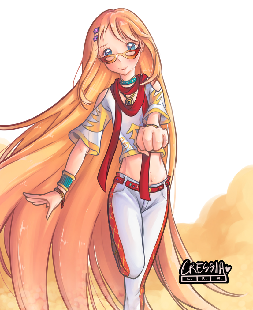 1girl absurdly_long_hair alternate_design bayonetta_(series) bayonetta_1 blue_eyes cressia-lrr divine_being divine_entity humanization jubileus_(bayonetta) long_hair midriff non-web_source very_long_hair