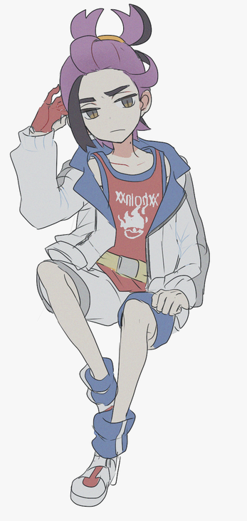 1boy black_hair blue_socks brown_eyes closed_mouth collarbone commentary_request full_body gloves invisible_chair jacket kieran_(pokemon) long_sleeves male_focus mole mole_on_neck multicolored_hair mxkjxm_(nhss2337) nintendo open_clothes open_jacket pokemon pokemon_sv purple_hair red_gloves red_shirt shirt shoes shorts simple_background single_glove sitting sleeveless sleeveless_shirt socks solo two-tone_hair white_background white_jacket white_shoes white_shorts