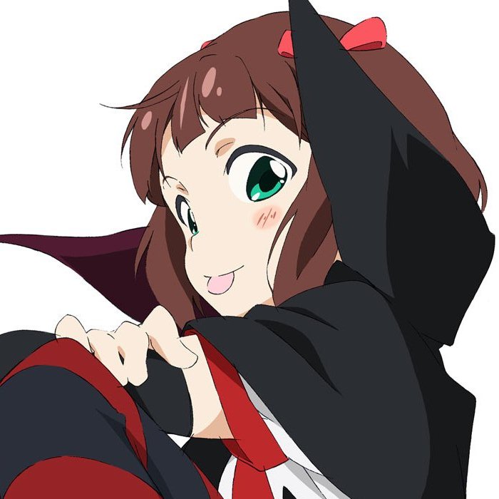 1girl :p amami_haruka blush brown_hair cape close-up elbow_gloves female_focus gloves green_eyes hair_ribbon harustein idolmaster idolmaster_(classic) mujin_gattai_kisaragi ribbon solo tongue tongue_out umanosuke