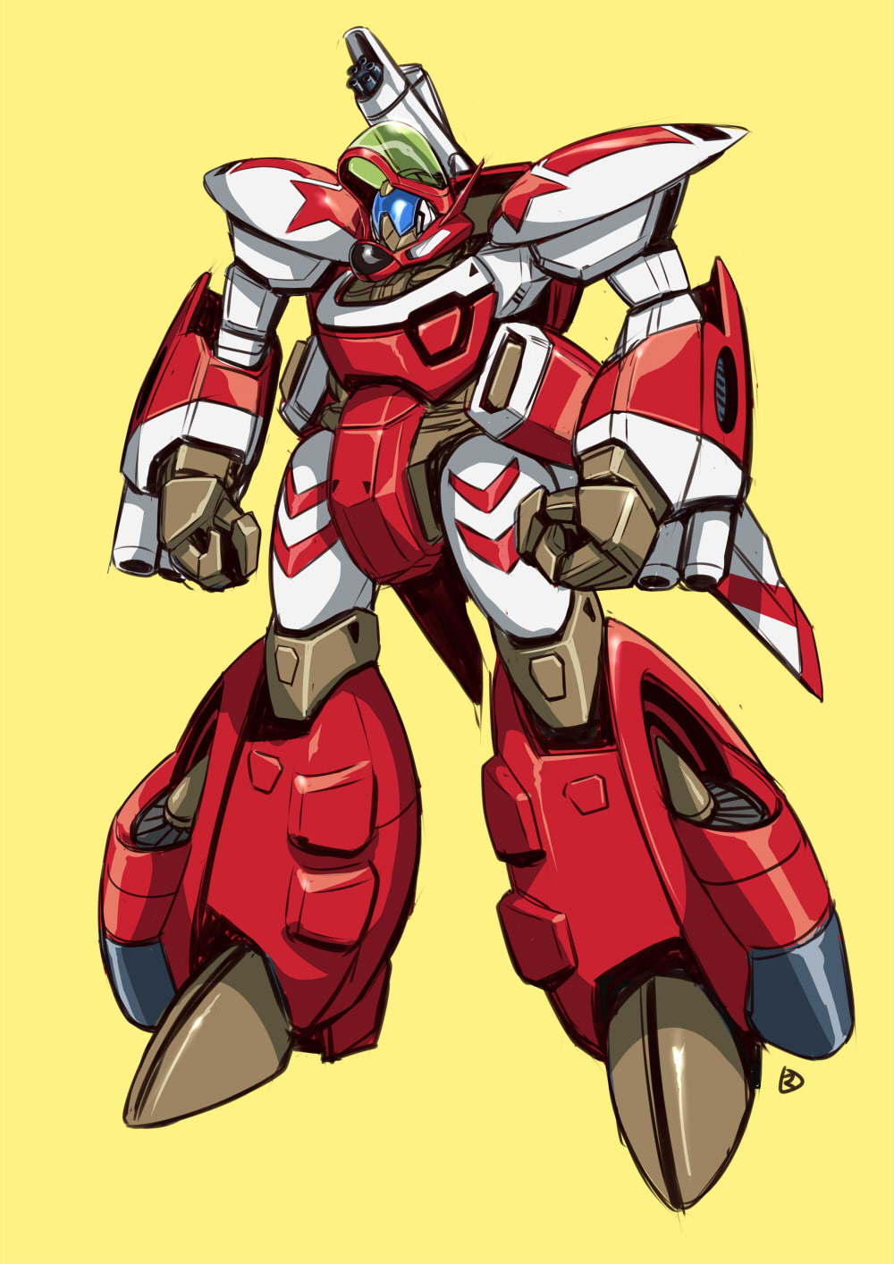 arm_cannon choujikuu_seiki_orguss clenched_hands commentary_request emaan gunpod highres maaie machinery mecha mecha_focus mercy_rabbit missile_pod mlover no_humans orguss orguss_(mecha) original radio_antenna redesign robot science_fiction shooting_star_(symbol) signature weapon