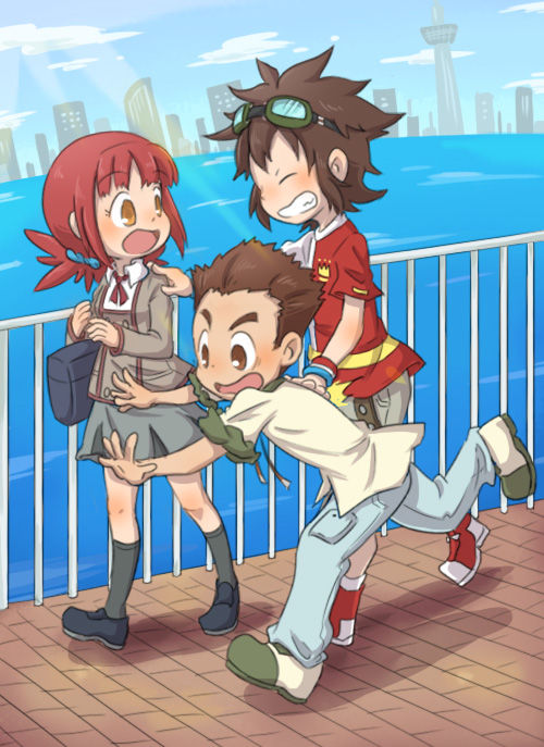 digimon digimon_xros_wars digimon_xros_wars:_toki_wo_kakeru_shounen_hunter-tachi hinomoto_akari kudou_taiki tsurugi_zenjirou