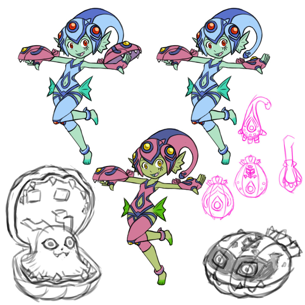digimon digimon_(creature) digimon_frontier fins helmet monster_girl ranamon shakomon