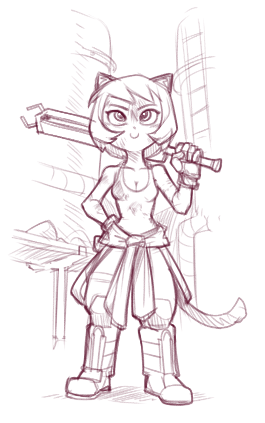 animal_ears boots cat_ears cat_girl cat_tail dalehan engineer nathy satisfactory short_hair sketch tail video_game