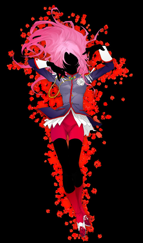 1990s_(style) 1girl aiguillette epaulettes female_focus flower long_hair pink_hair red_flower red_rose retro_artstyle rose school_uniform shirai shoujo_kakumei_utena solo tenjou_utena white_flower white_rose