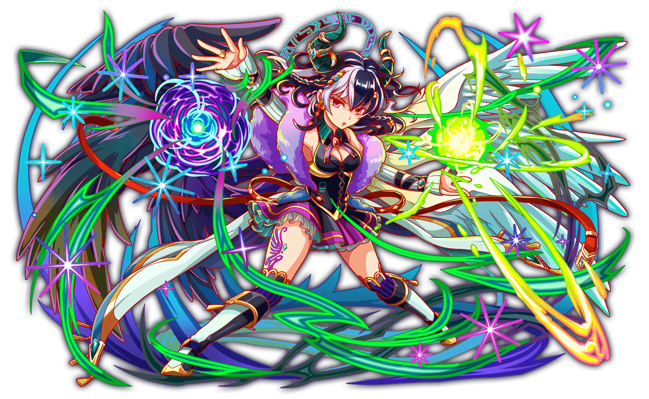 1girl adapted_costume alternate_costume alternate_hair_ornament anime_coloring arm_behind_head artist_request bare_shoulders belt black_belt black_boots black_collar black_hair black_horns black_skirt black_thighhighs black_wings boots braid breasts brooch cleavage cleavage_cutout clothing_cutout coat collar crash_fever cross_tie demon_girl demon_horns earrings fingernails front_slit full_body game_cg gradient_collar green_eyes hair_between_eyes halo high_heel_boots high_heels horns jewelry knee_boots leg_tattoo long_sleeves lucifer_(crash_fever) medium_hair multicolored_boots multicolored_hair multiple_wings nail_polish number_print numbered official_alternate_costume official_alternate_hair_ornament official_art open_mouth outline pink_belt pink_collar pink_nails pinstripe_collar pinstripe_pattern pinstripe_thighhighs print_shirt puffy-trimmed_coat puffy_collar purple_trim red_outline see-through_skirt_layer shirt shoe_belt skirt sleeves_past_wrists solo sparkle square square_print streaked_hair striped_clothes striped_collar striped_thighhighs tachi-e tattoo thighhighs third-party_source transparent_background two-tone_boots two-tone_hair vertical-striped_clothes vertical-striped_collar white_boots white_coat white_hair white_sleeves white_wings wing_tattoo wings