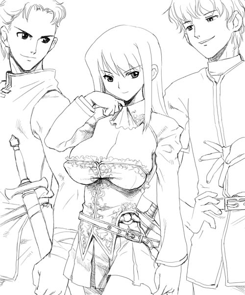 1girl 774_(nanashi) breasts griselle_cunt_tits griselle_mankooppai large_breasts long_hair military military_uniform original sketch white_background