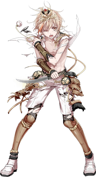 10s 1boy armor black_pantyhose blonde_hair blood crown full_body injury izumi_(nagashi) japanese_armor kiwame_(touken_ranbu) kote male_focus monoyoshi_sadamune official_art one_eye_closed open_mouth pantyhose pantyhose_under_shorts print_pantyhose shin_guards shorts solo standing sword topless_male torn_clothes torn_pantyhose torn_shorts touken_ranbu transparent_background wakizashi weapon wince yellow_eyes