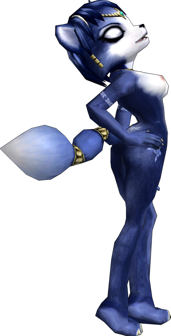 1girl 3d animal_ears ass blue_fur blue_hair breasts closed_eyes fox fox_ears fox_tail furry furry_female hairband jakebcha jewelry krystal markings nintendo nude star_fox tail tattoo
