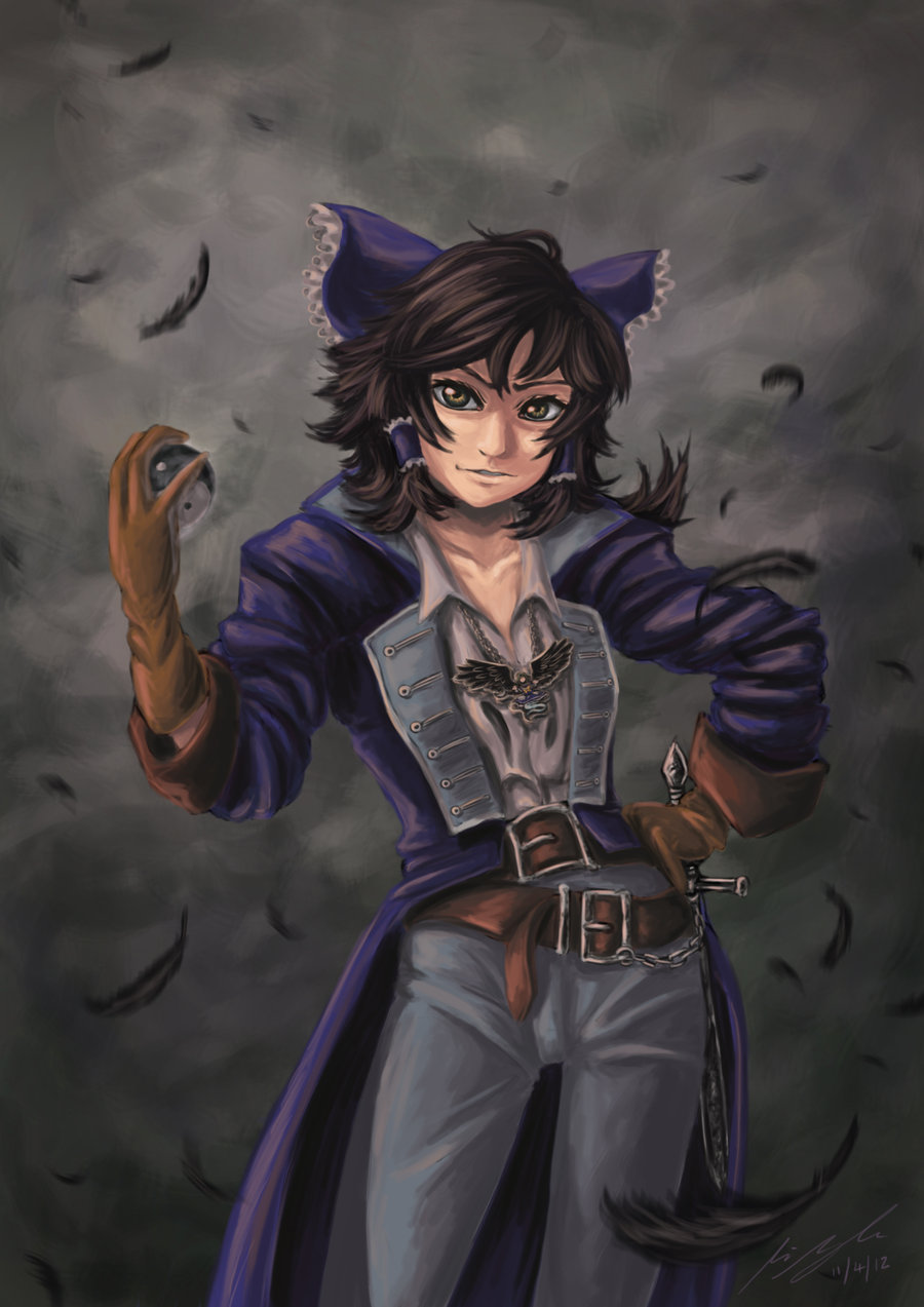 1girl alternate_color alternate_costume belt black_hair bow brown_eyes castlevania_(series) cosplay dagger female_focus ghost gloves hair_bow hakurei_reimu highres image_sample jacket knife mima_(touhou) pants richter_belmont richter_belmont_(cosplay) smile solo sword touhou touhou_(pc-98) weapon wings yellow_eyes yin_yang zucreelo