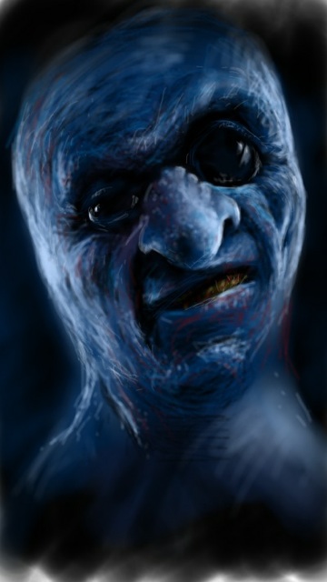 1boy ao_oni black_eyes blue_oni blue_skin chons-48 colored_skin looking_at_viewer male_focus nose oni realistic solo the_oni_(ao_oni) upper_body
