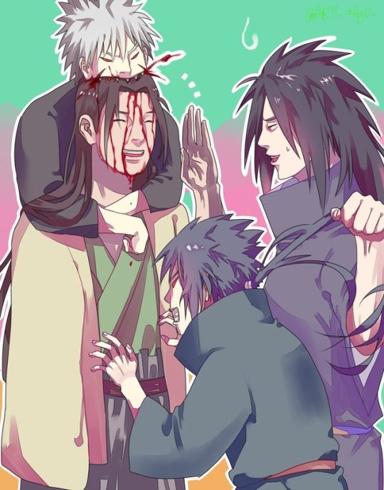 4boys brothers male_focus multiple_boys naruto_(series) senju_hashirama senju_tobirama siblings uchiha_izuna uchiha_madara yaoi