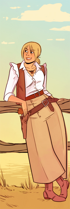 1girl belt blonde_hair bonnie_macfarlane boots cowboy_western female_focus full_body nature outdoors plant red_dead_redemption red_dead_redemption_(series) sky solo