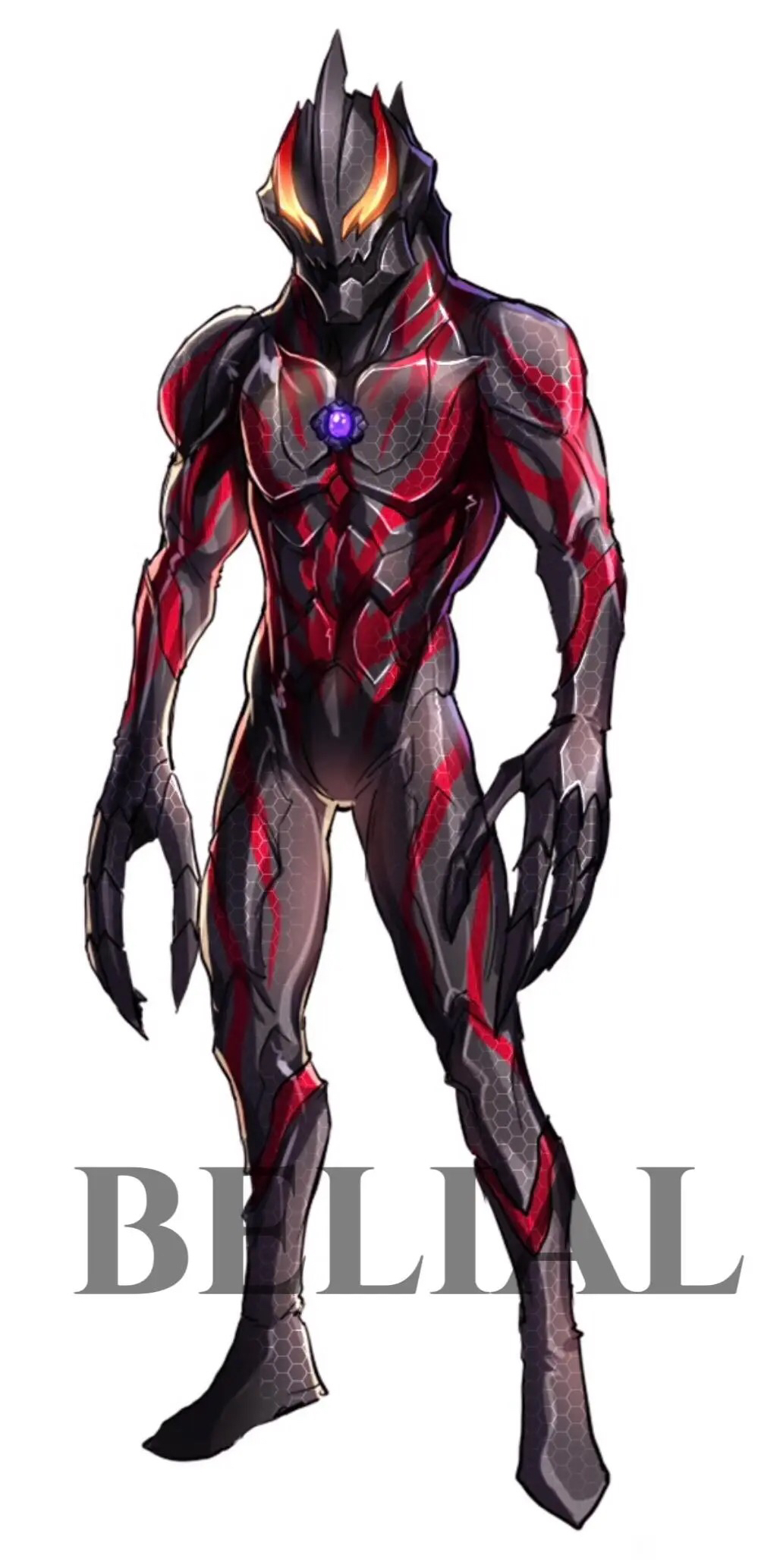 1boy alien black_bodysuit bodysuit claws color_timer dai-kaijuu_battle_ultra_ginga_densetsu_the_movie darkness_heels darkness_heels_lili fingernails full_body garoshirou glowing glowing_eyes highres long_fingernails multicolored_bodysuit muscular muscular_male orange_eyes red_bodysuit solo standing tokusatsu ultra_galaxy_(series) ultra_series ultraman:_another_gene ultraman_belial ultraman_geed_(series) ultraman_zero_the_movie_choukessen!_belial_ginga_teikoku yellow_eyes