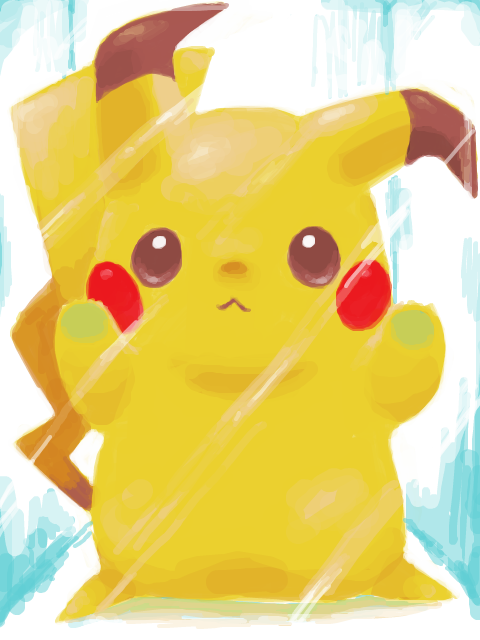 :&lt; against_fourth_wall against_glass aqua_background box close-up commentary gen_1_pokemon hands_up in_box in_container looking_at_viewer nintendo no_humans no_lineart no_nose oekaki pikachu pokemon pokemon_(creature) pokemon_focus polkadot_(mocopeng) solo standing straight-on tail tegaki two-tone_background white_background
