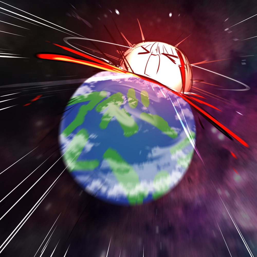 &gt;_&lt; 1girl admiral_graf_spee_(azur_lane) akaoni_(zumt3548) azur_lane earth_(planet) explosion explosion_gag closed_eyes multicolored_hair open_mouth pain planet screaming short_hair solo space streaked_hair wavy_mouth