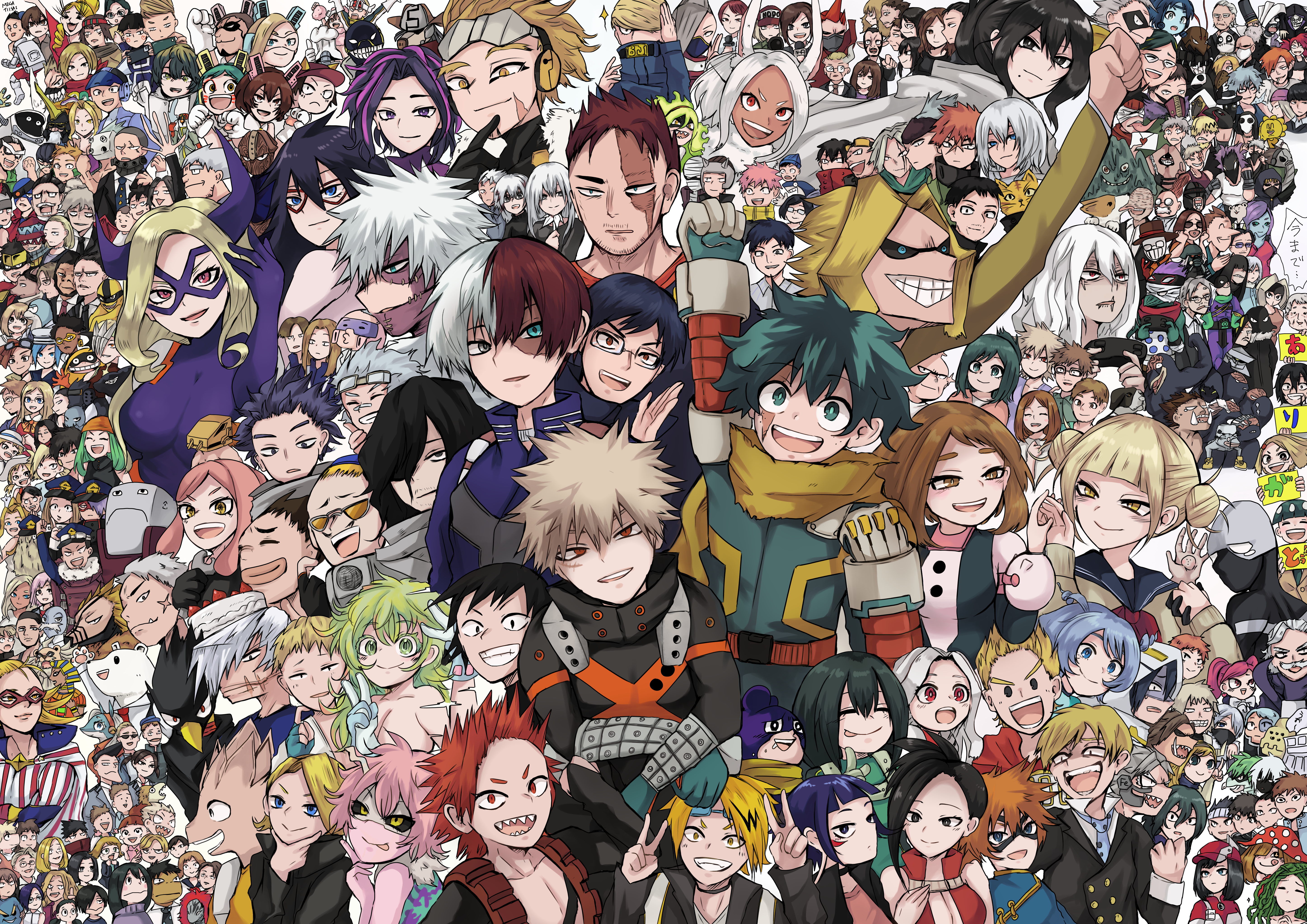 6+boys 6+girls absurdres animal_ears aoyama_yuga asui_beru asui_ganma asui_samidare asui_satsuki asui_tsuyu bakugou_katsuki bakugou_masaru bakugou_mitsuki beard black_eyes black_hair black_necktie black_sclera blonde_hair blue_eyes blue_hair boku_no_hero_academia breasts brown_eyes brown_hair bubaigawara_jin bubble_girl_(boku_no_hero_academia) burnin_(boku_no_hero_academia) cellphone character_request cigarette cleavage closed_eyes colored_sclera dabi_(boku_no_hero_academia) double_v endeavor_(boku_no_hero_academia) envelope eri_(boku_no_hero_academia) everyone eye_mask facial_hair fingerless_gloves frown glasses gloves green_eyes green_hair grey_hair hado_nejire hagakure_toru hair_bun hair_over_eyes hair_over_one_eye hat hatsume_mei hawks_(boku_no_hero_academia) highres holding holding_envelope holding_phone horns iida_tenya ippan_josei izumi_kota jiro_kyoka kendo_itsuka kirishima_eijirou kodai_yui komori_kinoko lady_nagant mandalay_(boku_no_hero_academia) midoriya_inko midoriya_izuku mineta_minoru mirko mole mole_under_mouth mount_lady multiple_boys multiple_girls mustache necktie open_mouth phone pink_hair pixie-bob_(boku_no_hero_academia) purple_eyes purple_hair rabbit_ears ragdoll_(boku_no_hero_academia) red_eyes red_hair ryuukyuu sailor_collar saliva scar scar_on_face sero_hanta sharp_teeth shigaraki_tomura shimura_nana shoji_mezo spinner_(boku_no_hero_academia) sunglasses tamatamagon1030 teeth tiger_(boku_no_hero_academia) todoroki_shoto toga_himiko tokoyami_fumikage tongue tongue_out twintails uraraka_ochako v white_hair yagi_toshinori yaoyorozu_momo yellow_eyes