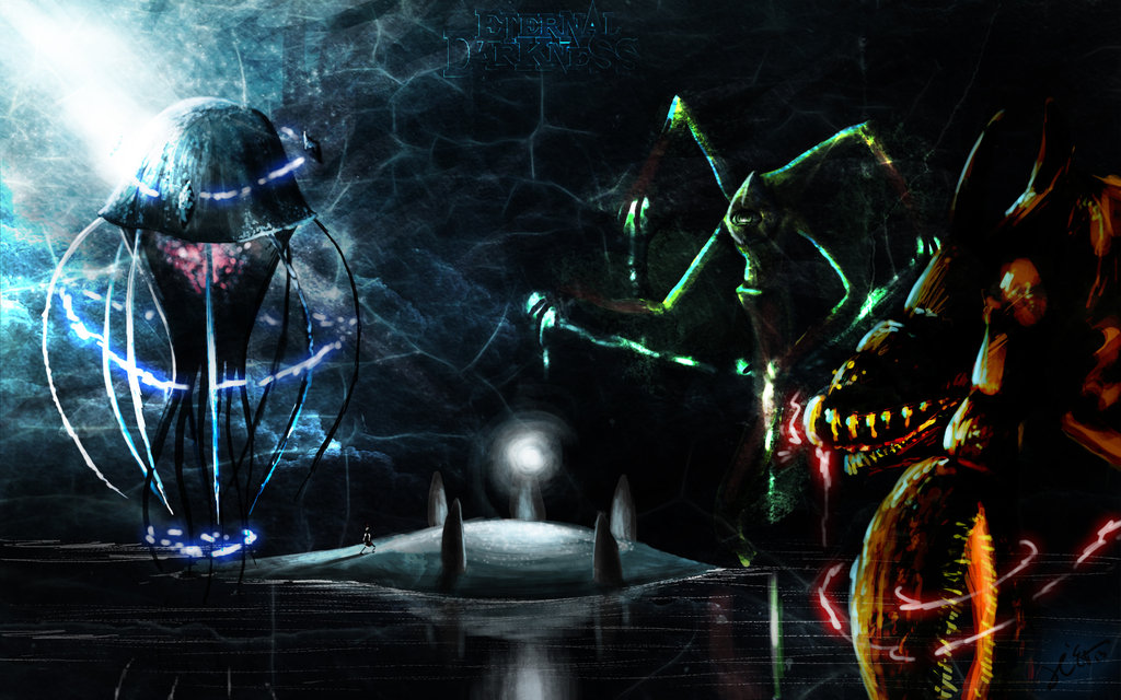 1boy chattur&#039;gha cosmic_horror eldritch_abomination electricity energy eternal_darkness:_sanity&#039;s_requiem floating giant giant_monster glowing glowing_eye glowing_eyes lightning monster nintendo onikafei pious_augustus silicon_knights space ulyaoth xel&#039;lotath zero_gravity