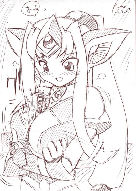 1girl breasts crushing giant giantess happy kemo long_hair monochrome ootori_vivienne ponytail smile train ultimate_girl