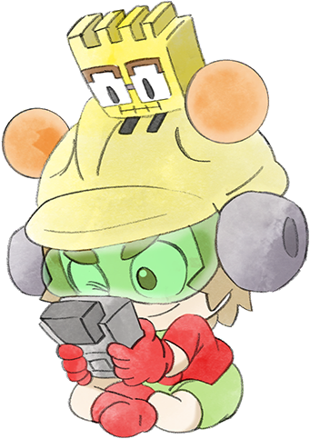 2boys 9-volt brown_hair child fronk game_boy gloves green_pants handheld_game_console helmet lowres multiple_boys nintendo official_art one_eye_closed pants red_gloves sitting smile takeuchi_kou third-party_source warioware warioware:_get_it_together!