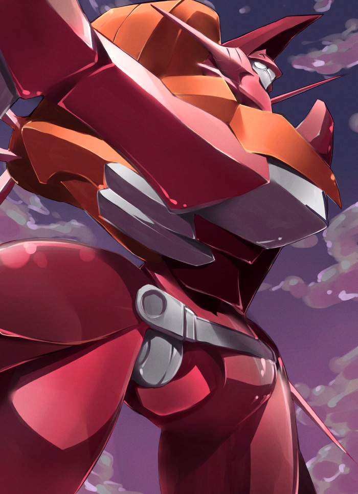 00s armor code_geass guren_(code_geass) guren_flight-enabled_version guren_mk-ii helmet machinery mecha no_humans robot weapon yukari_(konekonekozou)