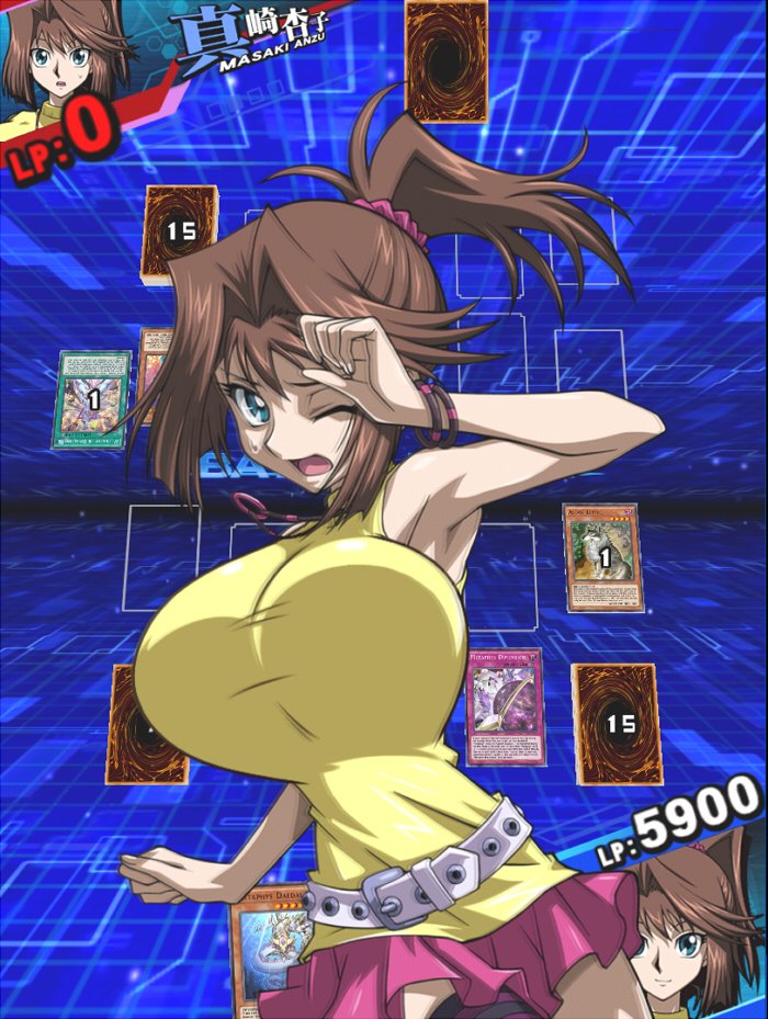 alternate_breast_size bouncing_breasts breasts brown_hair game_mod huge_breasts impossible_clothes impossible_shirt looking_at_viewer mazaki_anzu mod ponytail shirt sleeveless sleeveless_shirt tagme thesanstorm tight_clothes tight_shirt yu-gi-oh! yu-gi-oh!_duel_links yu-gi-oh!_duel_monsters