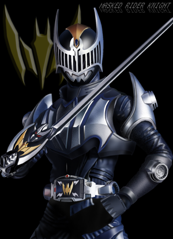 1boy belt kamen_rider kamen_rider_knight kamen_rider_ryuki_(series) male_focus maru_(maru1105) maru_(pixiv587569) solo sword weapon