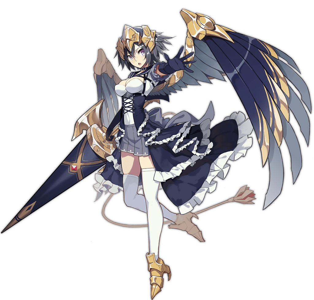 1girl ark_order armored_boots black_dress black_gloves boots breasts cleavage_cutout clothing_cutout dress elbow_gloves frilled_dress frills full_body garter_straps gloves gold_boots gold_trim grey_eyes grey_hair grey_skirt grey_wings griffin_(ark_order) headpiece holding holding_weapon kzhu leotard medium_breasts official_art pleated_skirt short_hair short_sleeves sidelocks skirt solo tachi-e thigh_boots thigh_strap thighhighs transparent_background weapon weapon_request white_leotard wing_armor wings