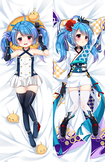 1girl :d aged_down ahoge azur_lane bare_shoulders black_gloves black_legwear blue_hair bracelet commentary_request crying dakimakura_(medium) dress elbow_gloves fingerless_gloves flat_chest gloves hair_ornament hairclip helena_(azur_lane) ikazu401 japanese_clothes jewelry kimono lena_(azur_lane) long_hair looking_at_viewer low_twintails manjuu_(azur_lane) open_mouth parted_lips short_dress side_slit sidelocks smile solo twintails