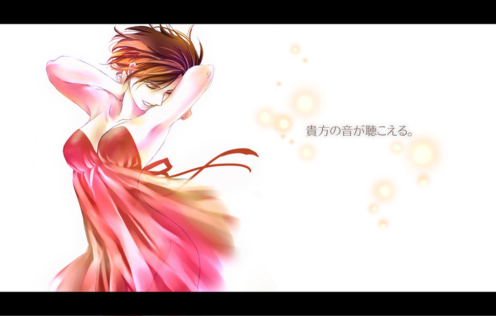 1girl armpits breasts brown_hair cleavage closed_eyes dancing dress female_focus large_breasts letterboxed meiko_(vocaloid) short_hair solo toyu vocaloid