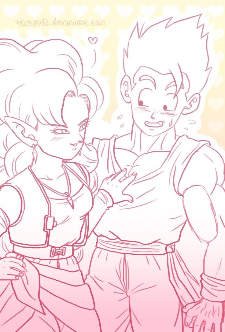 1boy 1girl dragon_ball dragonball_z jewelry muscular muscular_male necklace son_gohan zangya