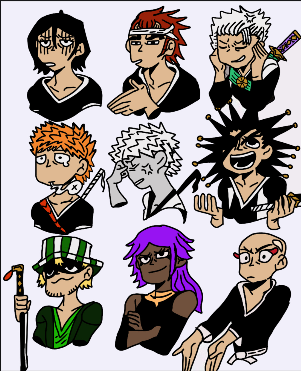 abarai_renji bleach highres hitsugaya_toushirou kuchiki_rukia kurosaki_ichigo madarame_ikkaku non-web_source shihouin_yoruichi urahara_kisuke zaraki_kenpachi